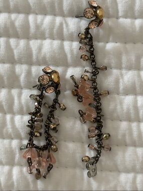 Delicate Pink Crystal Drop Statement Earrings.  Designer